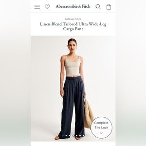 COPY - Abercrombie Linen Blend Tailored Ultra Wide Leg Cargo Pant - S